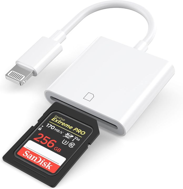 SD Card Reader for iPhone, Lightning OTG Adapter Cable for iPad