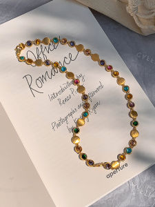 CAFFTI | Colorful Zircon Necklace Gold Plated Beach Vacation Jewelry