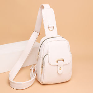 Fashionable Versatile Soft Leather Casual Commuter Womens Crossbody Bag Small Backpack Durable Zipper Closure Handbag