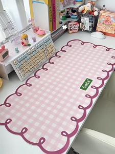 Cute Plaid Art Pink Mouse Pad Non-slip Lockedge Thickened Desktop MousePad Large Comfort Gaming Office Student