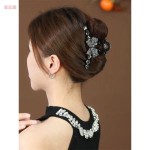 Full Diamond Bow Large Grip Female 2024 New Arrival Classy Back Head Updo Shark Clip Elegant Hairpin Headdress