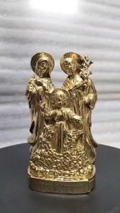 Holy Family Figurine | 4.5-Inch Solid Brass Statue with Base | Catholic Home Altar Decor