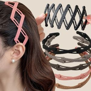 Portable Folding Ear of Wheat Hair Hoops Women Girls Elegant Non-Slip Headband Travel Extendable Hair Band Hair Accessories