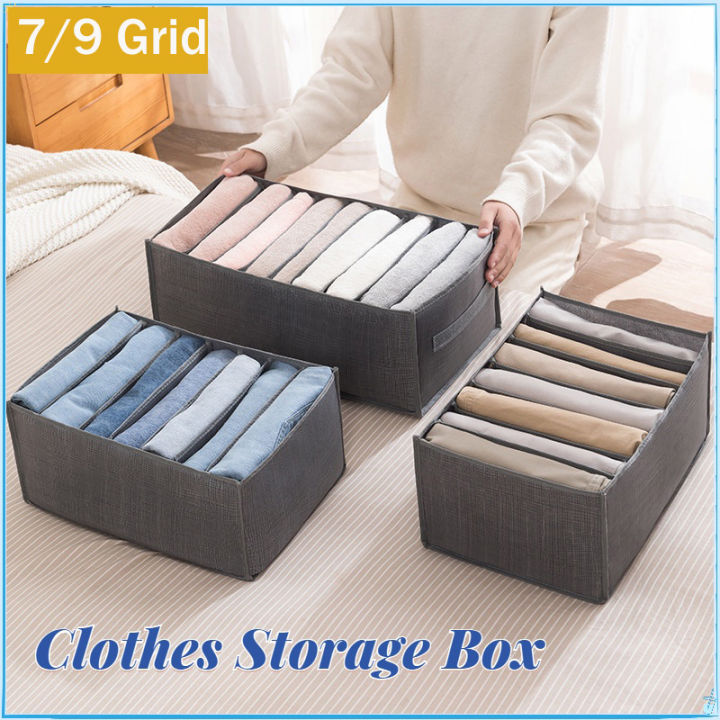 7/9 Grid Sweater Clothes Storage Boxes Student Dormitory Wardrobe Closet Drawer Organizer T-shirt Separation Box