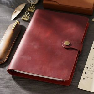 Refillable A5 Notebook Journals Vintage Genuine Leather Planner Cover with 6 Ring Binder for School Office Daily Writing Diary