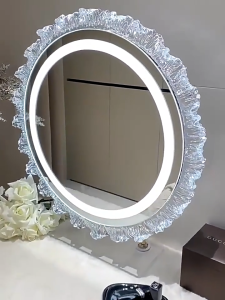 LED Beauty Makeup Mirror - Smart Touch Control Three-Color Light Adjustment - Adjustable Angle