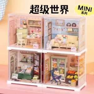 Mini Rôle-Play Building Blocks Model Assembly Toy for Leisure Holiday Living Room Restaurant Play Educational Wooden Blocks