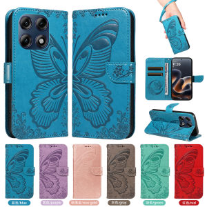Leather Wallet Flip Case for Motorola Moto Edge 60 70 X70 Air G86 G56 G06 G67 Pro Fusion Power | Butterfly Embossed Design