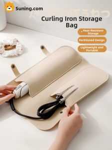Portable Travel Hair Curling Iron Storage Bag Heat Resistant Silicone Crocodile Clip Board Protective Cover Tool for Makeup Artist