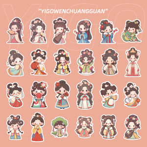 Adorable Cartoon Ancient Style Small Figure Stickers 50 Pieces Waterproof Decorative Decals for Laptops Notebooks Scrapbooking
