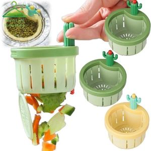 Automatic Press-to-open Lid PP Cactus Shape Sink Strainer Kitchen Anti-clogging Sewer Drain Accessories