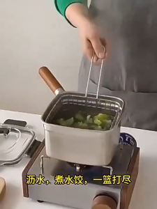 [SG Ready Stock] Stainless Steel Fryer Portable deep fryer for family gatherings Detachable handle Fresh keeping box