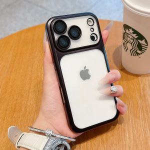 szhaiyu | Plating Frame Matte Transparent Phone Case with Lens Film Protection for iPhone 17 Pro Max 17 Air Hard Plastic Clear Back Cover