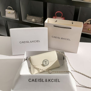 Trendy Chain Crossbody Bag Womens Bag CAEISL&KCIEL Small  Style Square Shape Soft PU Leather Zipper Pocket
