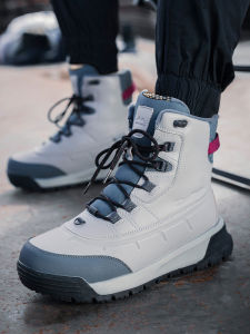 Winter Waterproof Snow Boots Mens Fleece Lined Thickened Outdoor Casual Short Leather Patchwork Boots Warm Anti-slip