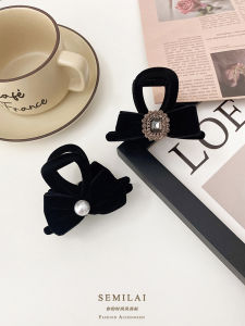 กิ๊บติดผมรูปฉลามสไตล์ย้อนยุคแบบเรียบง่ายหรูหราพร้อมโบว์ผีเสื้อ สำหรับผมยาวครึ่งหัว ชุบเพชร สำหรับผมน้อย