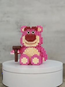 Balok Blok Pink Bear DIY Mainan Edukasi Karakter Kartun Anak 3D Puzzle Brick Mini Block