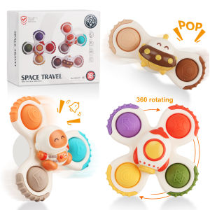 3pcs/set Suction Cup Spinning Cartoon Toys Funny Bathing Toys Colorful Gyro Kids Fingertip Rattle Toy Bath Toy for Toddler Gifts