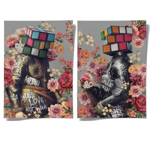 Tranh In Vải Nghệ Thuật Trừu Tượng Bắc Âu Chiến Binh Hoa Không Khung Tranh Treo Tường Trang Trí Phòng Khách Mực Chống Thấm Cao Cấp