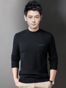 ROMON | Lormen Mens Knitted Sweater Thickened Slim Fit Round Neck Pullover Casual Winter Fashion City Style Long Sleeve Polyester Blend