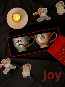 LOTUS BLUE | Wedding Couple Gift Set Ceramic Cups