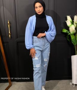 Celana Jeans Wanita Pinggang Tinggi Devira Boyfie Premium