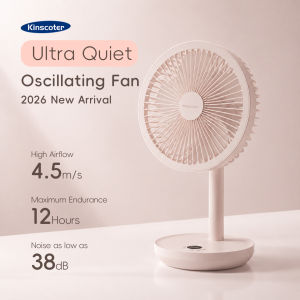 KINSCOTER Smart Oscillating Desktop Fan 5 Gear Wind Speeds Angle Adjustable 4000mAh Rechargeable Fan for Home Office Room