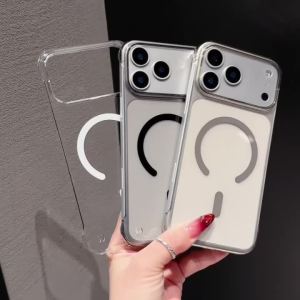Original Frameless Clear Magnetic Phone Case For iPhone 17 Air 16 15 14 13 12 11 Plus Pro Max 17ProMax For Magsafe Charge Cover
