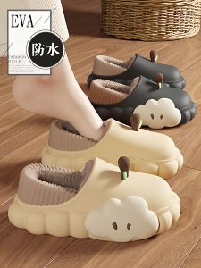 Dép Nữ Mùa Đông Đế Dày Ấm Áp Lông Cừu Chống Thấm Nước Đế EVA Dép Đi Trong Nhà Thường Ngày Mùa Thu Đông Đế Dày