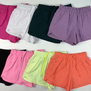 Quần đùi nữ tập gym yoga aerobic thể thao 2 lớp boxer có túi kéo chất liệu vải dù thoáng mát BINSPORTS Q189