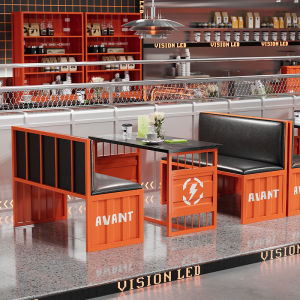 Industrial Style Bar Table And Chair Set for Tea Shop Restaurant Barbecue Restaurant Pub Retro Iron Art Sofa Bench Customizable