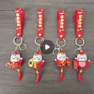 STV Gantungan Kunci Premium Keychain Sanrio Barongsai Lucky Cat Imlek