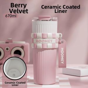 HOOMEY | High Appearance Insulated Cup Ceramic Lining Straw