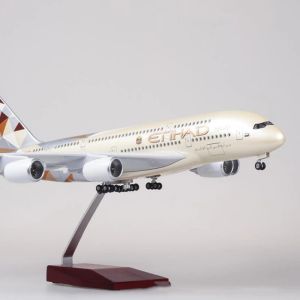 1/160 Large Scale Etihad Airways A380 Diecast Resin Airplane Model Kit with Stand for Aviation Enthusiast Gift or Collection
