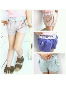 Celana Pendek Anak Perempuan Motif Brokat Blue LT23