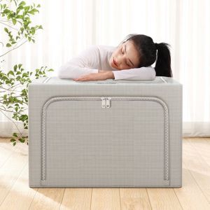 100L Large Foldable Storage Box Folding Clothes Organizer Basket Fabric Blanket Organizer