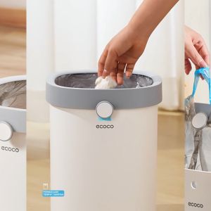ECOCO Ground Trash Can - Tempat Sampah Rumah Tangga Model Baru Ruang Tamu Dapur Besar Toilet Kapasitas Besar Kamar Mandi Kamar Tidur Tinggi Tanpa Penutup
