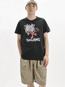 เสื้อยืดคอกลมแขนสั้นผ้าฝ้ายแท้ ABLE JEANS สำหรับผู้ชายและผู้หญิง ลายการ์ตูนกลางแจ้ง แฟชั่นฤดูร้อน ระบายอากาศได้ดี ใส่สบาย