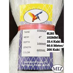 030 x 3" 3 1/2" 4" 4 1/4" 4 1/2" 5" 5 1/2" x 100MD x 600ML Mata Melintang Fishing Net Jaring Tangsi PukatIkan JaringBaru