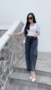 CELANA KULOT JEANS WANITA HIGHWAIST PREMIUM