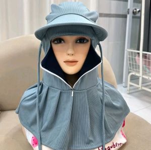 Nón Chống Nắng Khóa Kéo Giữa - Vải thun tăm lạnh được chọn màu yêu thích (lớp lót bên trong là màu ngẫu nhiên)