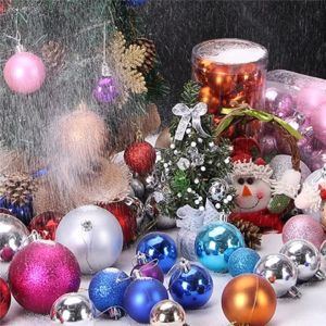 CPDD Christmas Sale! 24PCS Set Glitter Christmas Tree Ball 6CM Baubles Colorful Xmas Party Home Garden Christmas Decoration Supplies High Quality Plastic Christmas Tree Decoration Colorful Round Xmas Ornament Balls