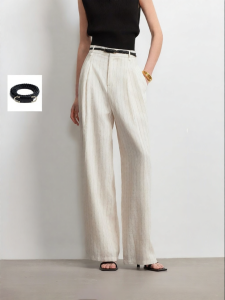 Vero Moda | Quần Dài Chân Rộng Nếp Ly Pha Sợi Linen cho Nữ