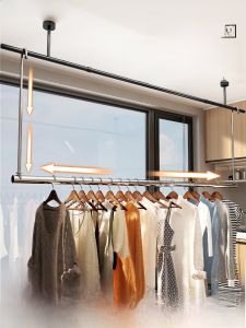 Stainless Steel Clothes Drying Rack Balcony No Drilling Retractable Quilt Drying Rod Adjustable Hanging Clothes Stepping Beam
