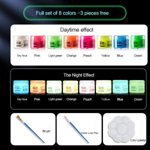 Borrence 20/60ml Fluorescent Pigment Long-Lasting Luminous Paint Glow In Dark Acrylic Paints Artwork DIY Festival Party Supplies