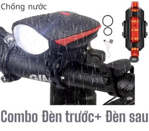 Combo Đèn trước + Đèn sau gắn xe đạp sử dụng sạc USB an toàn tiện lợi
