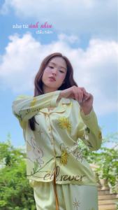 Bộ Pijama Lụa Tay Dài Golden Petal Màu Vàng - Đồ Ngủ Pyjama Thiết Kế Sang Trọng ELRever - 0426S36