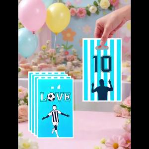 20Pcs/40Pcs Party Gift Bags Blue Blue and White Striped Blue Gift Bags with Cartoon Football Player Designs Number 10 Suita
