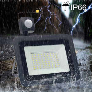 PIR Motion Sensor LED Flood Light 10W 20W 30W 50W 100W Outdoor Floodlight 220V 240V Waterproof Led Spotlight for Garden Wall Street Light Lampu Outdoor Human body induction intelligent infrared induction energy-saving