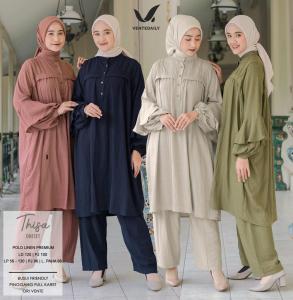 Setelan Long Tunik Celana Panjang Thisa Oneset Fashion Wanita Muslimah Modern